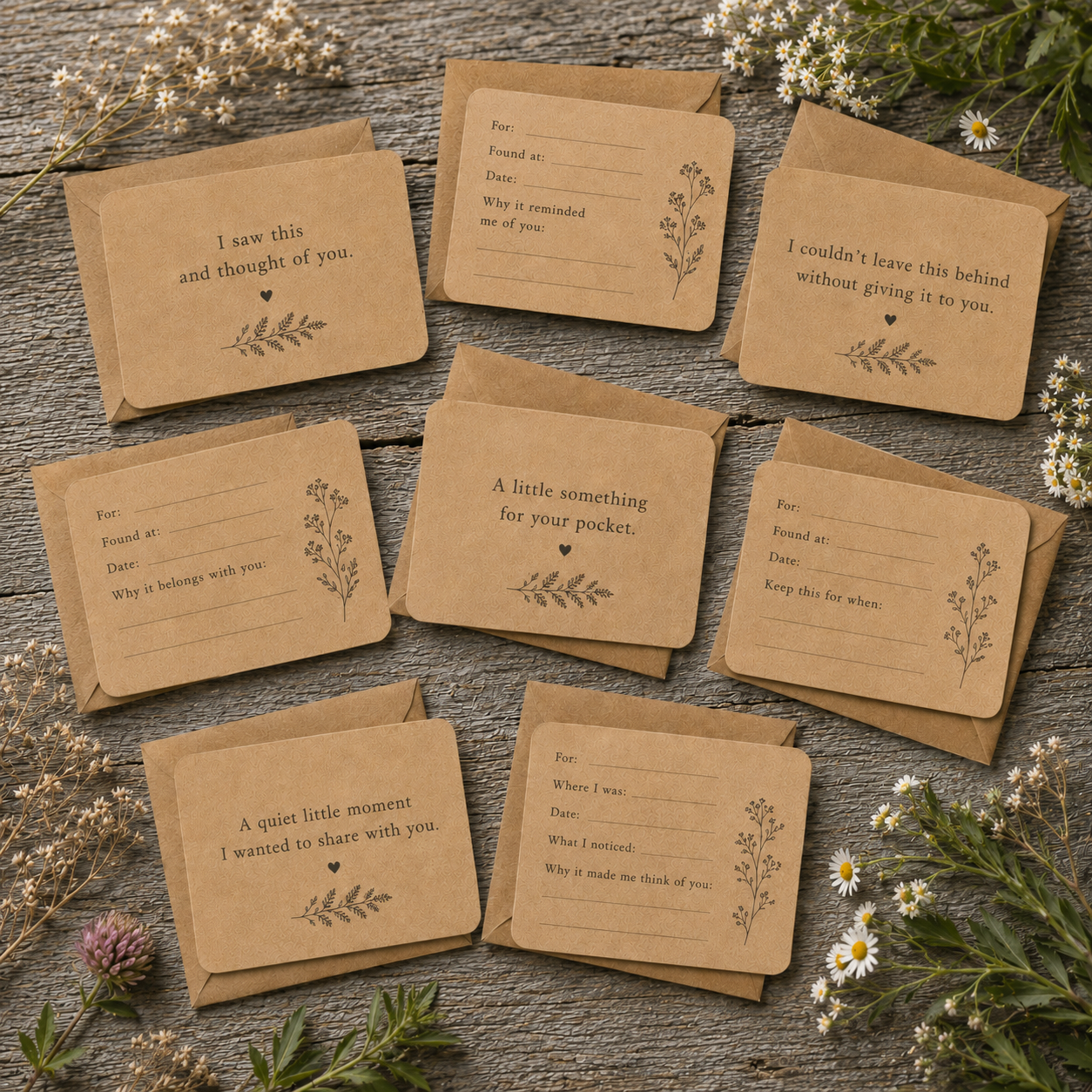 The Pebbling Notecards - Mixed Set of 20